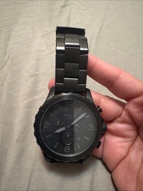 Fossil Black Stainless Steel Chronograph Bracelet Watch